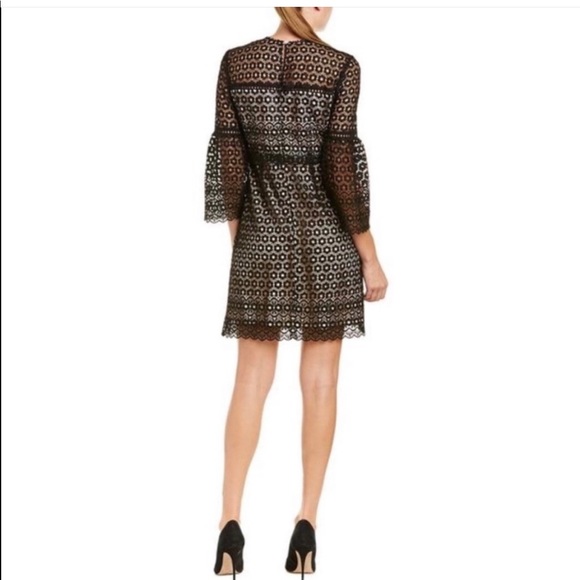 J. Crew Daisy Lace Dress Black Floral Bell Sleeve - Small 0 - Picture 2 of 4